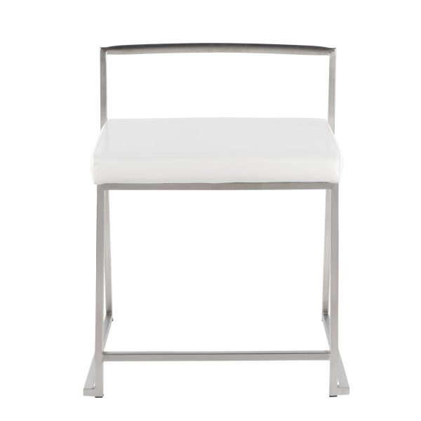 Fuji White Contemporary Stackable Dining Chairs Set of 2 7