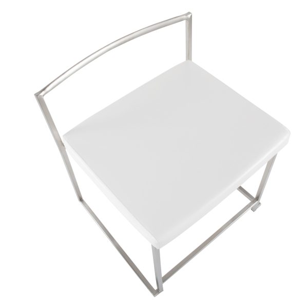 Fuji White Contemporary Stackable Dining Chairs Set of 2 8