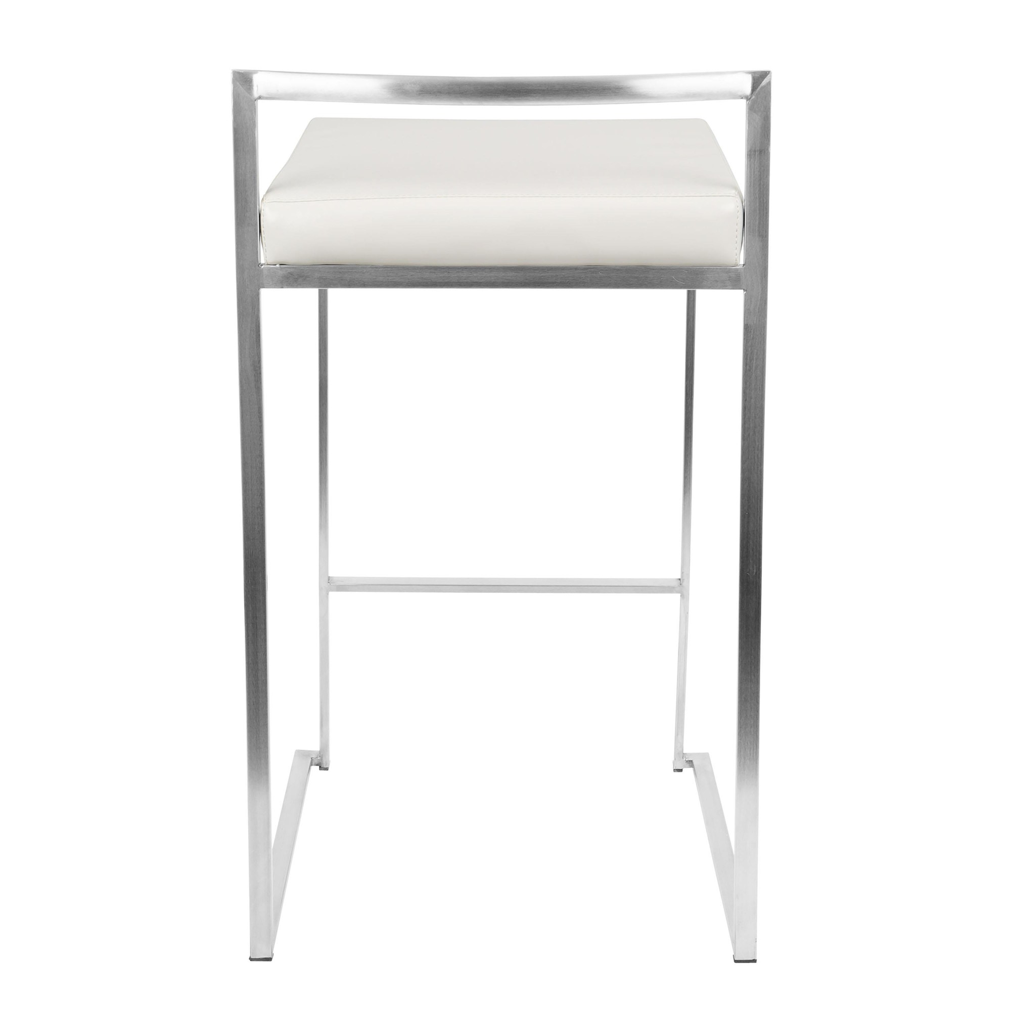 Fuji White Faux Leather Contemporary Stackable Counter Stools (Set of 2) 11 Fuji White Faux Leather Contemporary Stackable Counter Stools (Set of 2) - Image 11