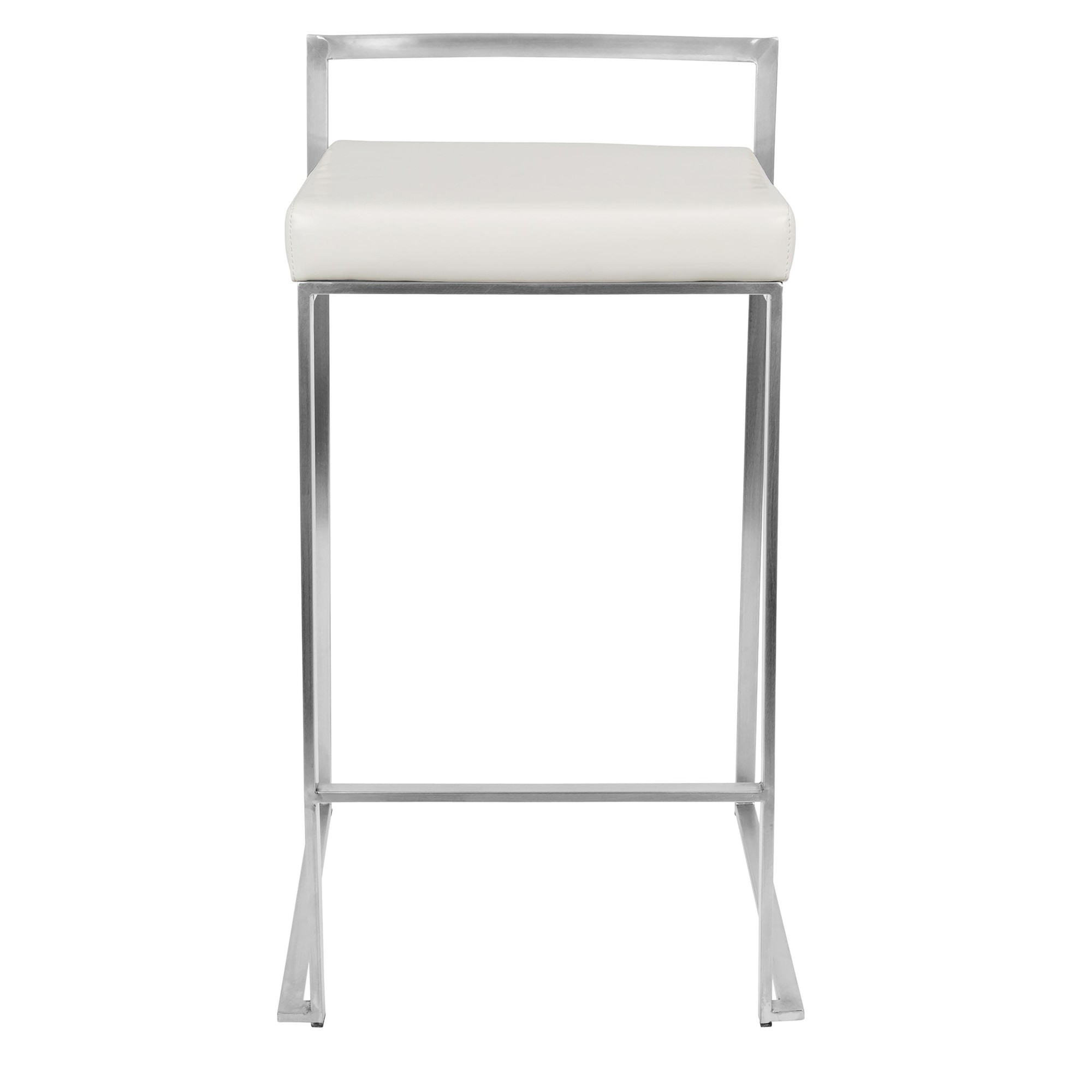 Fuji White Faux Leather Contemporary Stackable Counter Stools (Set of 2) 12 Fuji White Faux Leather Contemporary Stackable Counter Stools (Set of 2) - Image 12