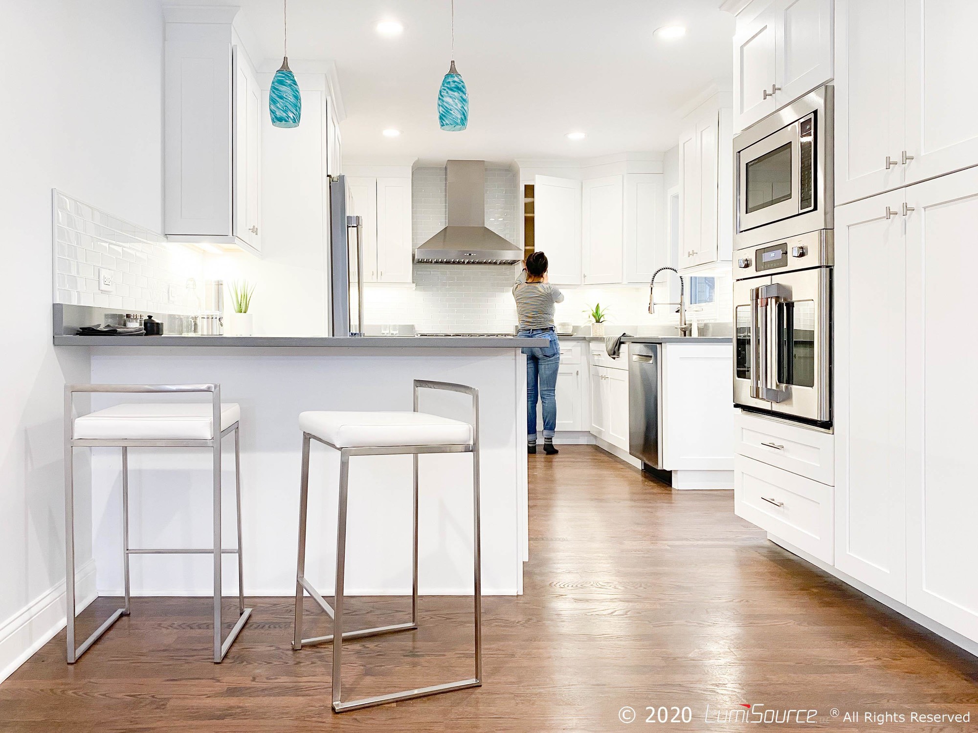 Fuji White Faux Leather Contemporary Stackable Counter Stools (Set of 2) 4 Fuji White Faux Leather Contemporary Stackable Counter Stools (Set of 2) - Image 4