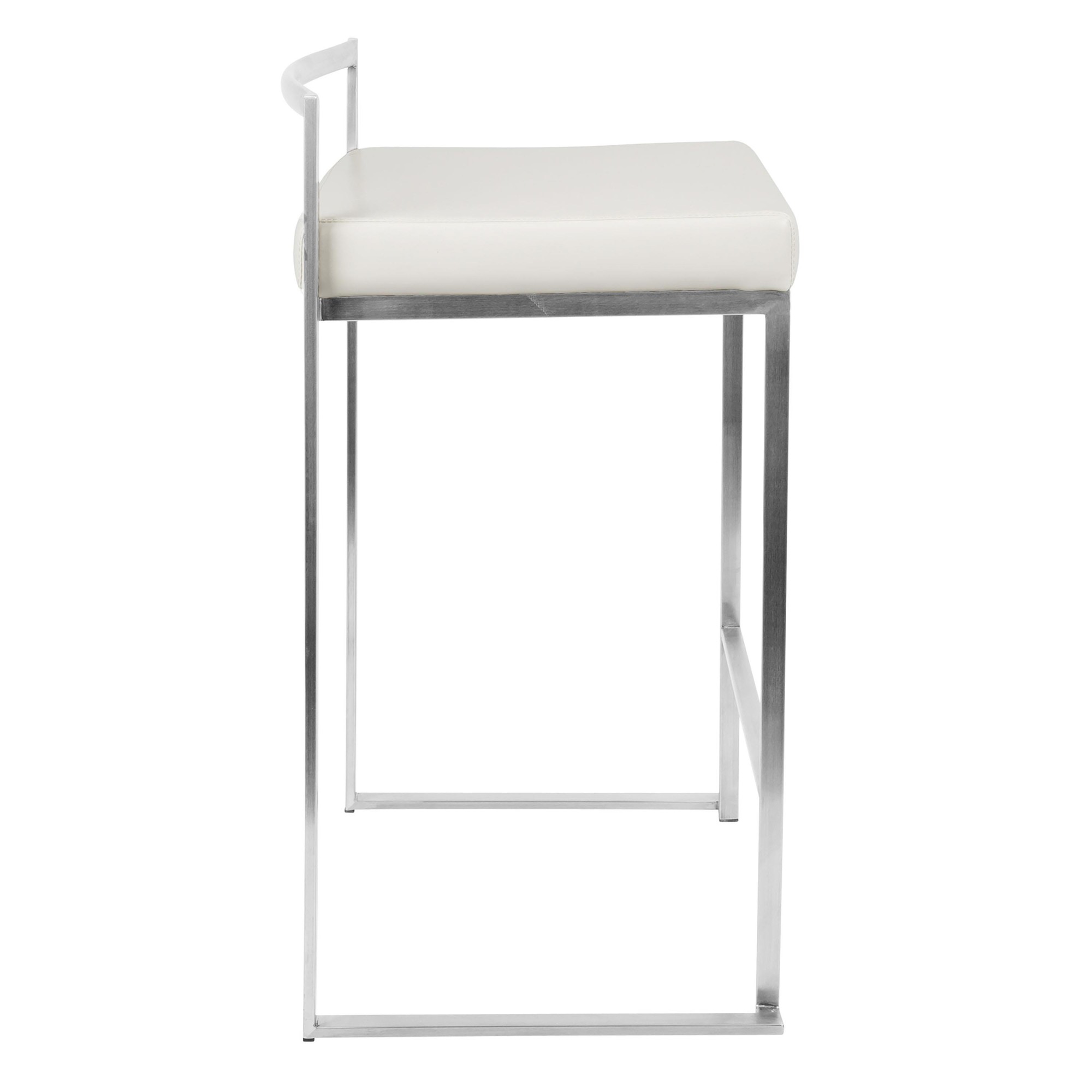 Fuji White Faux Leather Contemporary Stackable Counter Stools (Set of 2) 9 Fuji White Faux Leather Contemporary Stackable Counter Stools (Set of 2) - Image 9