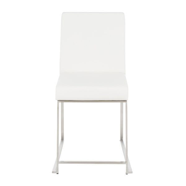 Fuji White Faux Leather Stainless Steel Contemporary Dining Chairs Set of 2 10