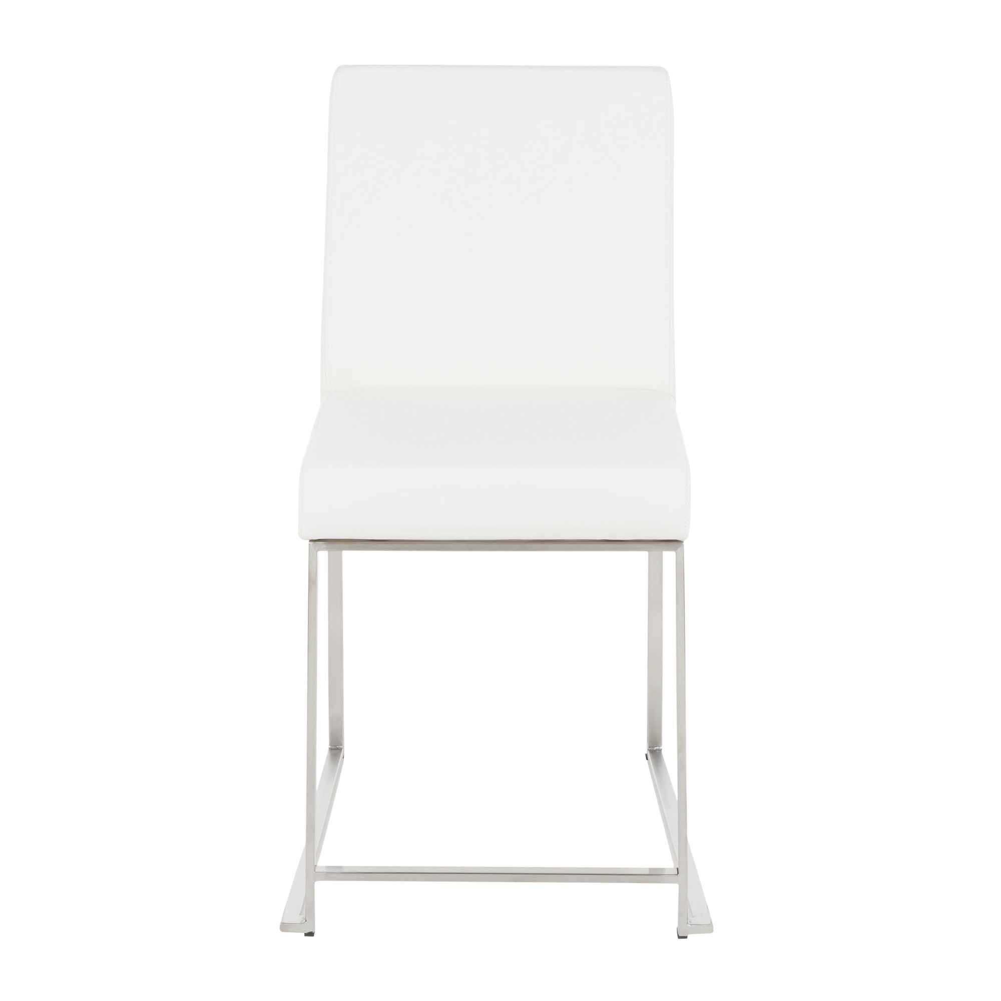 Fuji White Faux Leather Stainless Steel Contemporary Dining Chairs (Set of 2) 11 Fuji White Faux Leather Stainless Steel Contemporary Dining Chairs (Set of 2) - Image 11