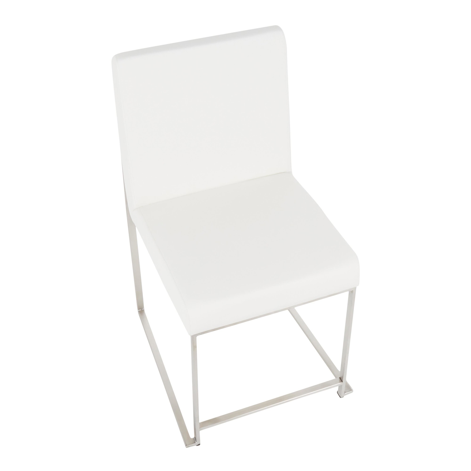 Fuji White Faux Leather Stainless Steel Contemporary Dining Chairs (Set of 2) 12 Fuji White Faux Leather Stainless Steel Contemporary Dining Chairs (Set of 2) - Image 12