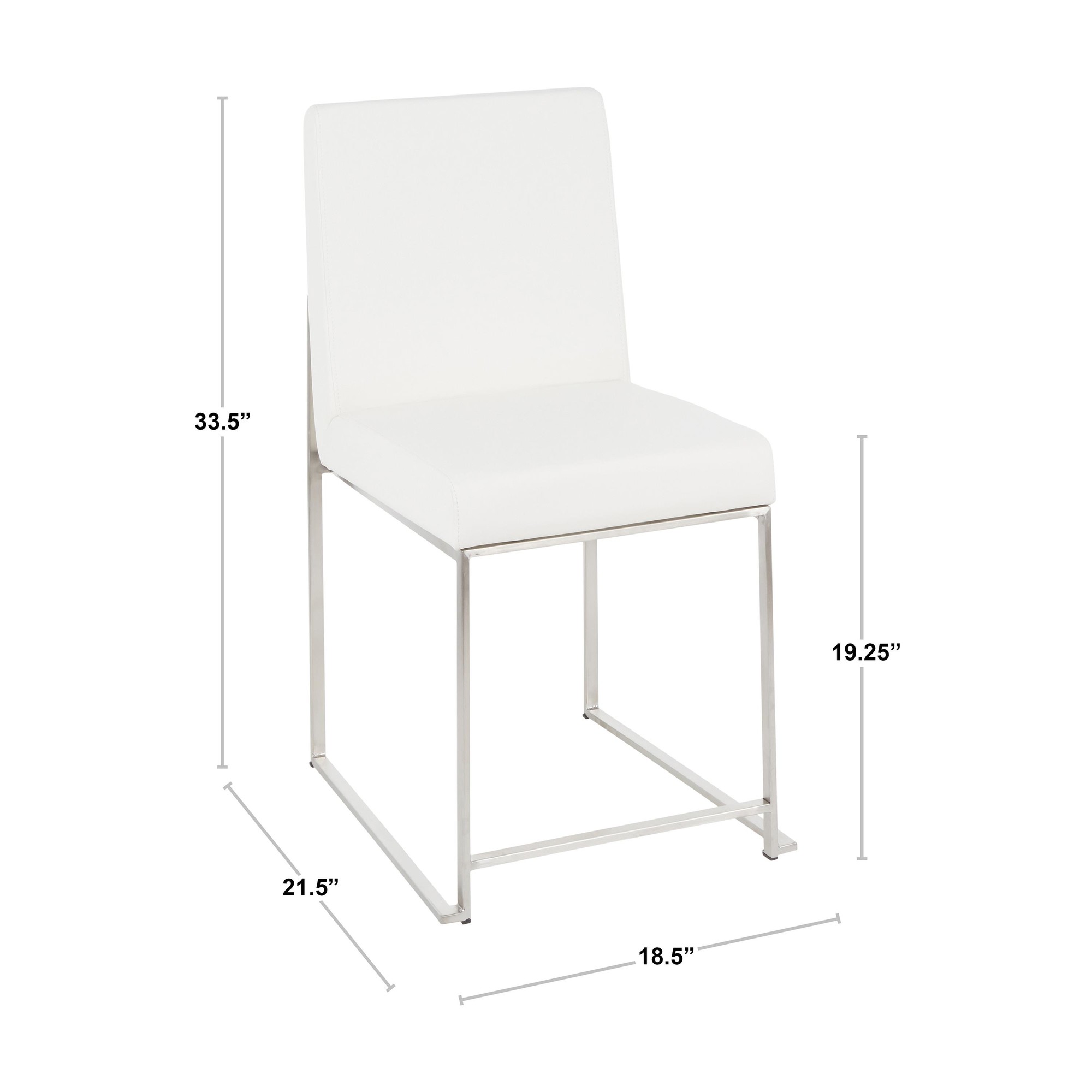 Fuji White Faux Leather Stainless Steel Contemporary Dining Chairs (Set of 2) 13 Fuji White Faux Leather Stainless Steel Contemporary Dining Chairs (Set of 2) - Image 13