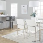 Fuji White Faux Leather Stainless Steel Contemporary Dining Chairs (Set of 2) 17 Fuji White Faux Leather Stainless Steel Contemporary Dining Chairs (Set of 2)