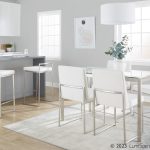 Fuji White Faux Leather Stainless Steel Contemporary Dining Chairs (Set of 2) 19 Fuji White Faux Leather Stainless Steel Contemporary Dining Chairs (Set of 2)