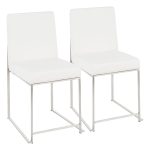 Fuji White Faux Leather Stainless Steel Contemporary Dining Chairs (Set of 2) 20 Fuji White Faux Leather Stainless Steel Contemporary Dining Chairs (Set of 2)