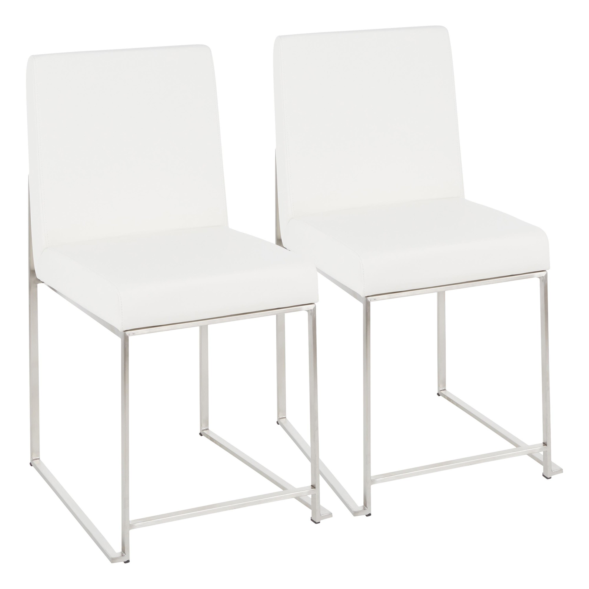 Fuji White Faux Leather Stainless Steel Contemporary Dining Chairs (Set of 2) 6 Fuji White Faux Leather Stainless Steel Contemporary Dining Chairs (Set of 2) - Image 6