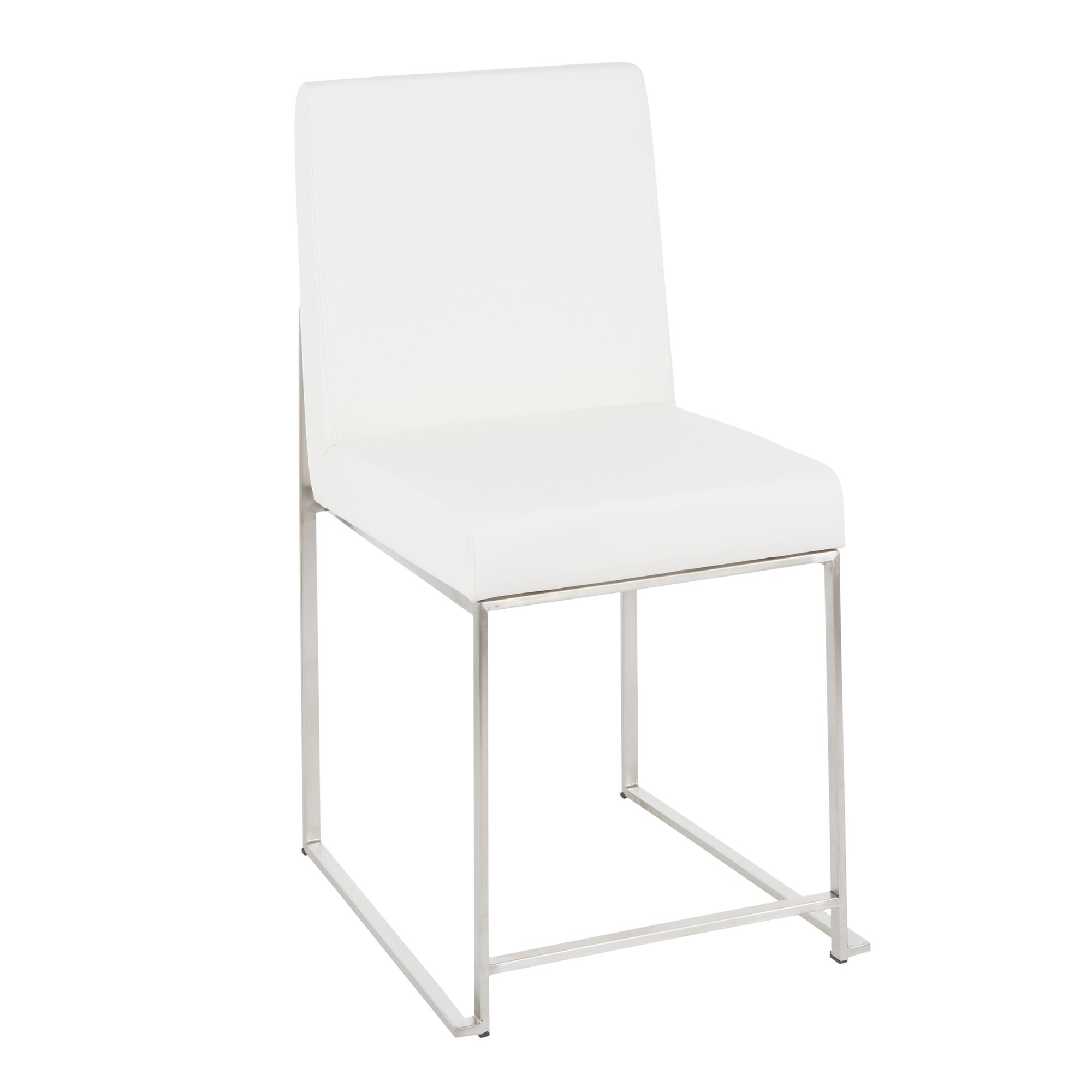 Fuji White Faux Leather Stainless Steel Contemporary Dining Chairs (Set of 2) 7 Fuji White Faux Leather Stainless Steel Contemporary Dining Chairs (Set of 2) - Image 7