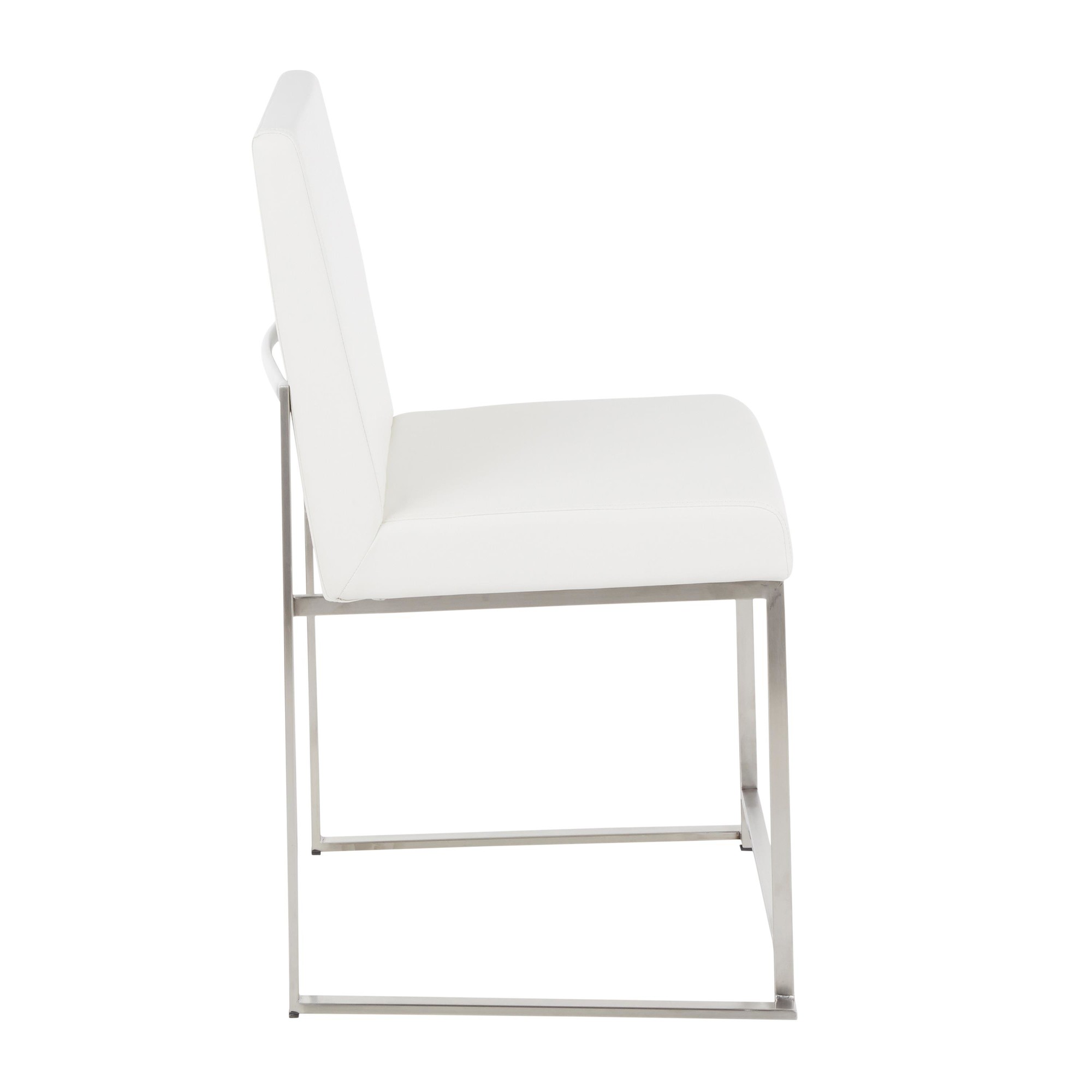 Fuji White Faux Leather Stainless Steel Contemporary Dining Chairs (Set of 2) 8 Fuji White Faux Leather Stainless Steel Contemporary Dining Chairs (Set of 2) - Image 8