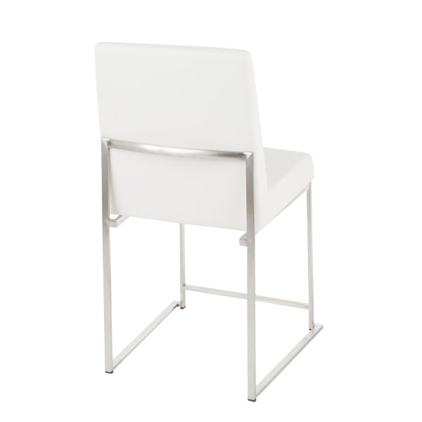 Fuji White Faux Leather Stainless Steel Contemporary Dining Chairs Set of 2 8