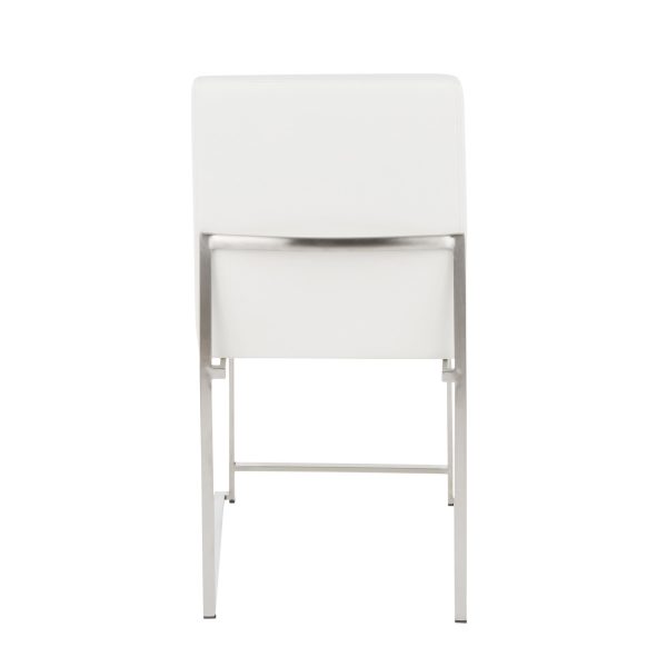 Fuji White Faux Leather Stainless Steel Contemporary Dining Chairs Set of 2 9
