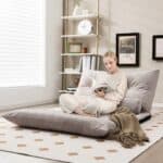 Adjustable Floor Lounger Sofa Bed with Pillows in Grey 6 Adjustable Floor Lounger Sofa Bed with Pillows in Grey