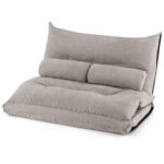 Adjustable Floor Lounger Sofa Bed with Pillows in Grey 8 Adjustable Floor Lounger Sofa Bed with Pillows in Grey