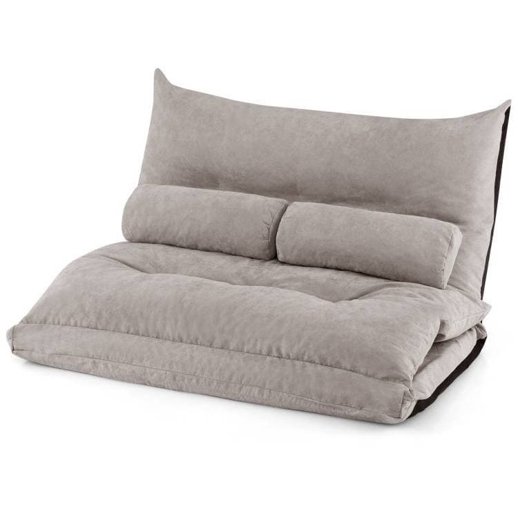 Adjustable Floor Lounger Sofa Bed with Pillows in Grey 3 Adjustable Floor Lounger Sofa Bed with Pillows in Grey - Image 3
