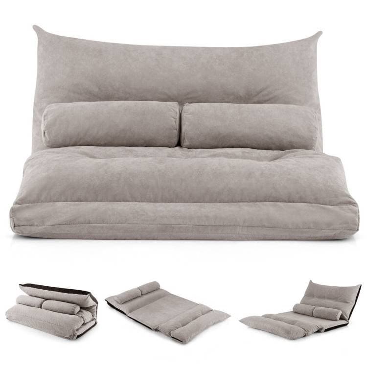 Adjustable Floor Lounger Sofa Bed with Pillows in Grey 4 Adjustable Floor Lounger Sofa Bed with Pillows in Grey - Image 4