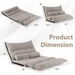 Adjustable Floor Lounger Sofa Bed with Pillows in Grey 10 Adjustable Floor Lounger Sofa Bed with Pillows in Grey