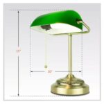 Green Glass Shade Brass Bankers Lamp with Adjustable Rotary Switch