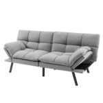 Modern Grey Adjustable Futon Sofa Bed with Memory Foam
