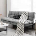 Modern Grey Adjustable Futon Sofa Bed with Memory Foam