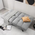 Modern Grey Adjustable Futon Sofa Bed with Memory Foam