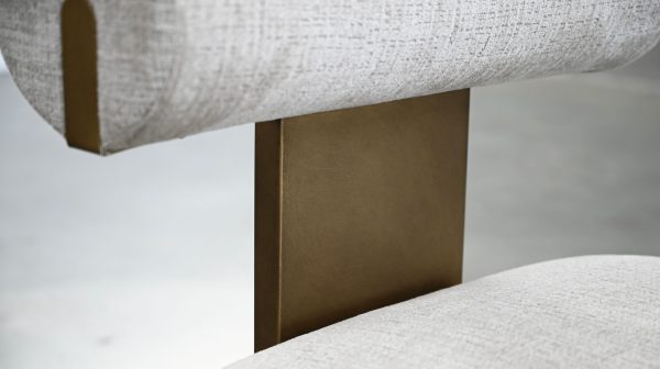 GETZ Buff Fabric Lounge Chair with Patina Bronze Frame 5