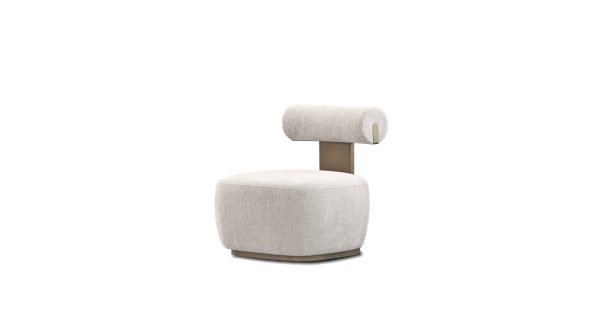 GETZ Buff Fabric Lounge Chair with Patina Bronze Frame