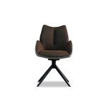 GIAN Espresso Swivel Armchair Fabric Black Steel Base