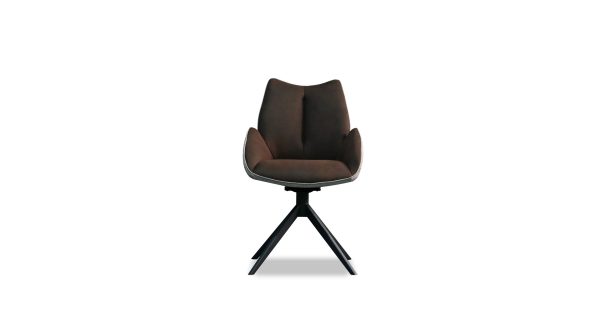 GIAN Espresso Swivel Armchair Fabric Black Steel Base 1 2