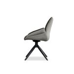 GIAN Espresso Swivel Armchair Fabric Black Steel Base