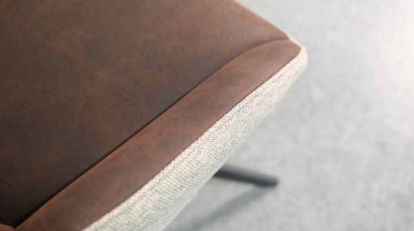 GIAN Espresso Swivel Armchair Fabric Black Steel Base 5 2