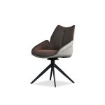 GIAN Espresso Swivel Armchair Fabric Black Steel Base