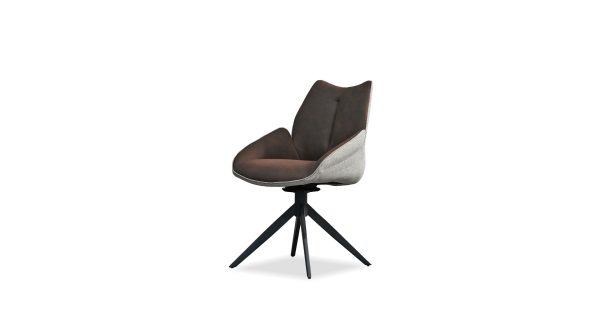 GIAN Espresso Swivel Armchair Fabric Black Steel Base 7