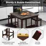 Compact Faux Marble Bar Table and Stool Set (Set of 5)