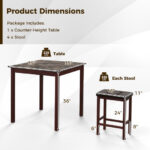 Compact Faux Marble Bar Table and Stool Set (Set of 5)