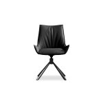 GIULIA Black Leather Swivel Dining Chair Black Steel 8 GIULIA Black Leather Swivel Dining Chair Black Steel