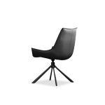 GIULIA Black Leather Swivel Dining Chair Black Steel 10 GIULIA Black Leather Swivel Dining Chair Black Steel