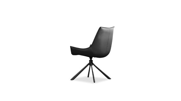 GIULIA Black Leather Swivel Dining Chair Black Steel 3 2