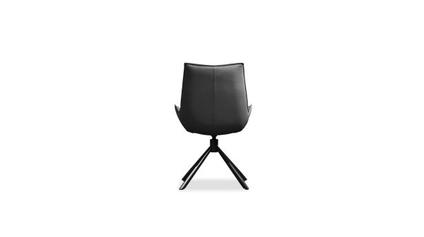 GIULIA Black Leather Swivel Dining Chair Black Steel 4 2