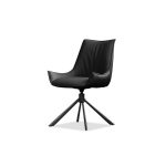 GIULIA Black Leather Swivel Dining Chair Black Steel 7 GIULIA Black Leather Swivel Dining Chair Black Steel