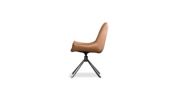 GIULIA Golden Rum Leather Swivel Dining Chair 2 2