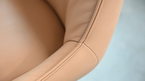 GIULIA Golden Rum Leather Swivel Dining Chair 5 2