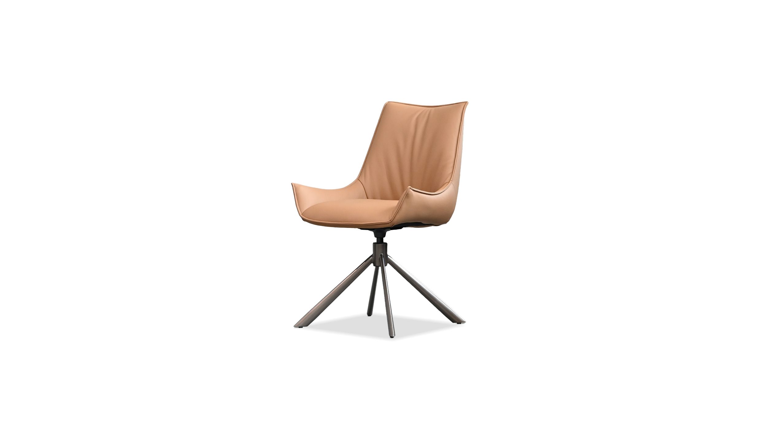 GIULIA Golden Rum Leather Swivel Dining Chair 1 GIULIA Golden Rum Leather Swivel Dining Chair