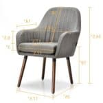 Retro Grey Linen Accent Chairs with Wood Legs (Set of 2) 8 Retro Grey Linen Accent Chairs with Wood Legs (Set of 2)