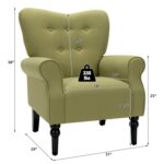 Green Retro Tufted Accent Chair with Espresso Wood Legs 8 Green Retro Tufted Accent Chair with Espresso Wood Legs