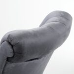 Gray Velvet Tufted High Back Accent Chair with Wooden Legs 9 Gray Velvet Tufted High Back Accent Chair with Wooden Legs
