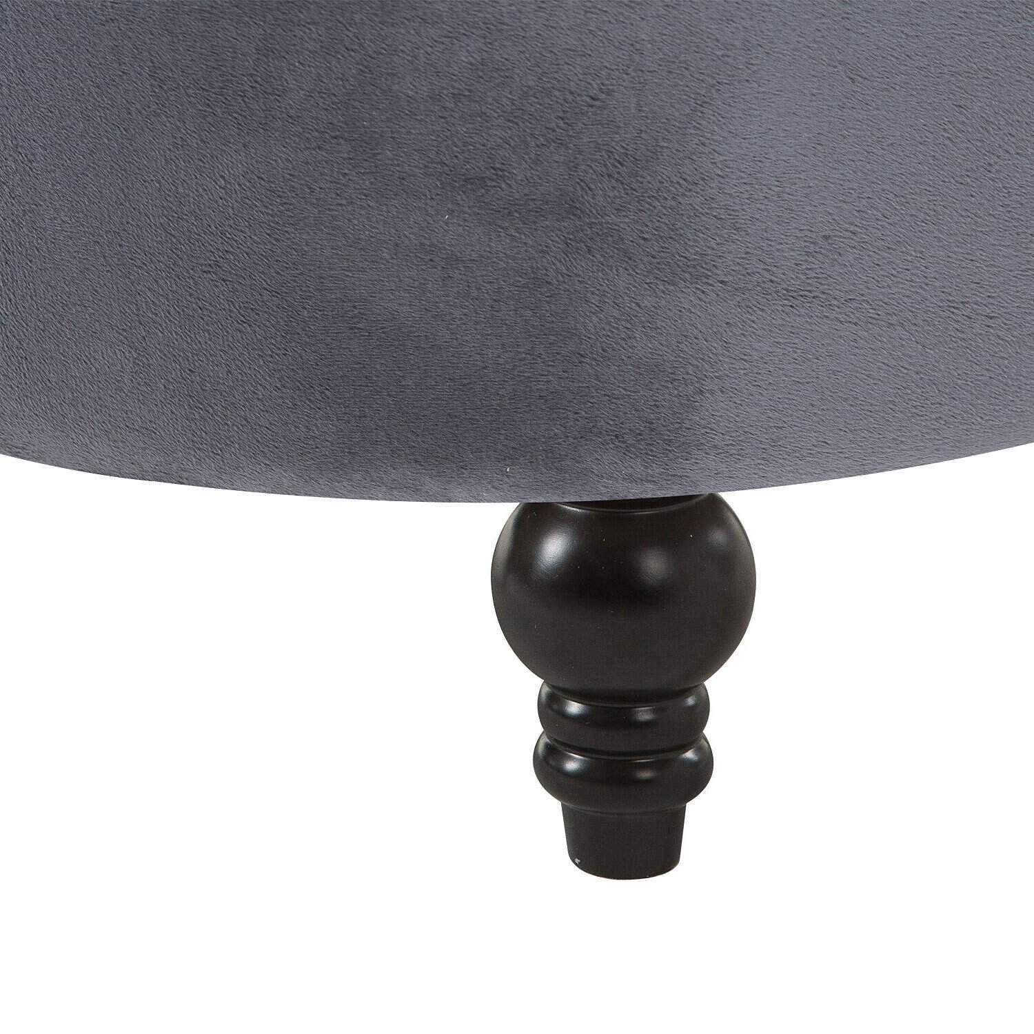 Gray Velvet Tufted High Back Accent Chair with Wooden Legs 5 Gray Velvet Tufted High Back Accent Chair with Wooden Legs - Image 5