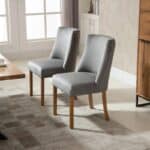 Grey Modern Nailhead Diamond Stitch Upholstered Dining Chairs (Set of 2)